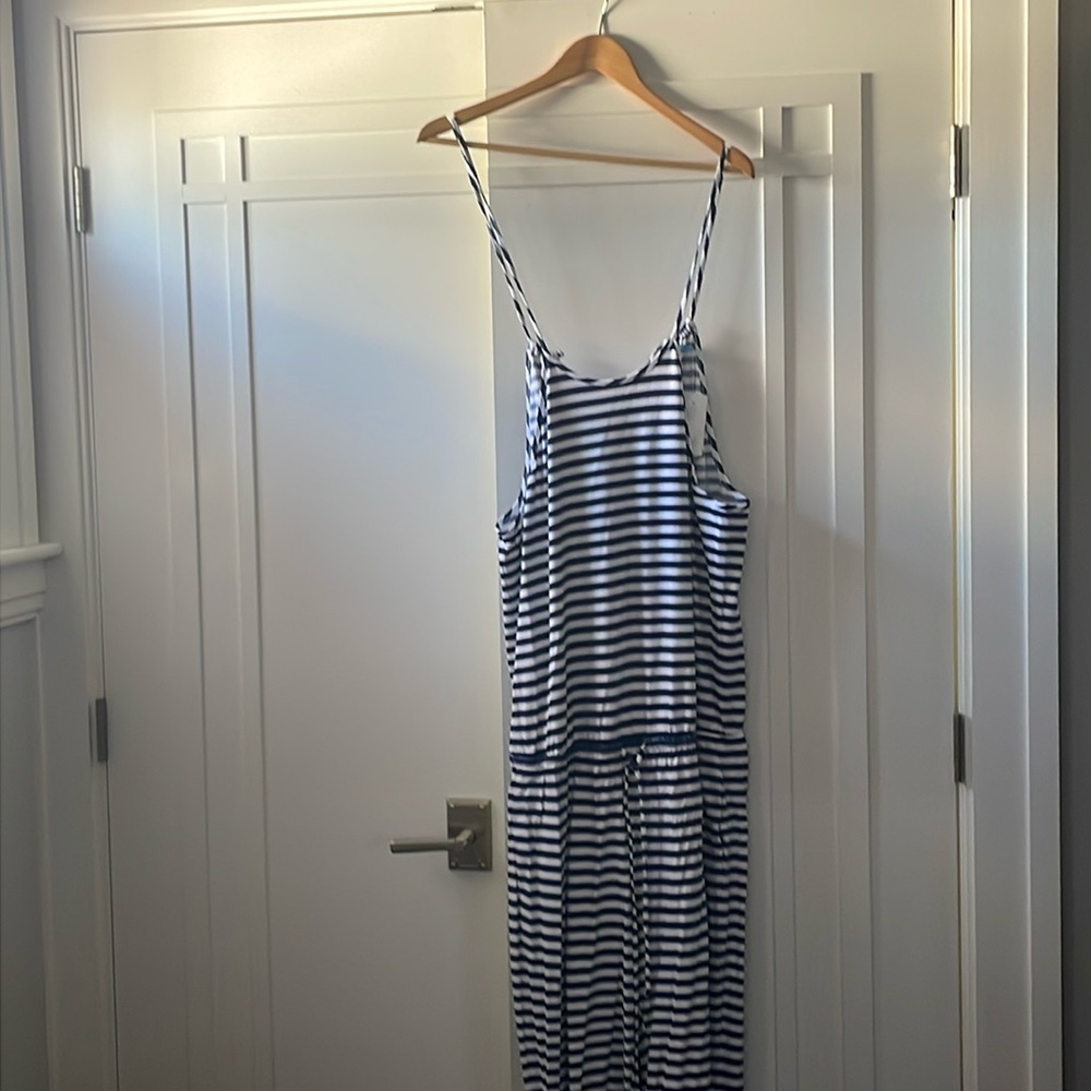 J McLaughlin navy striped jumpsuit NWT